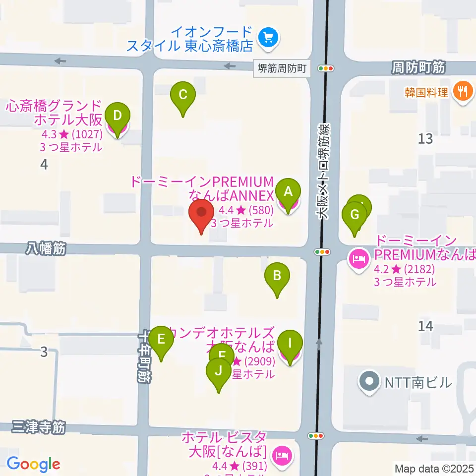 心斎橋soma周辺のホテル一覧地図