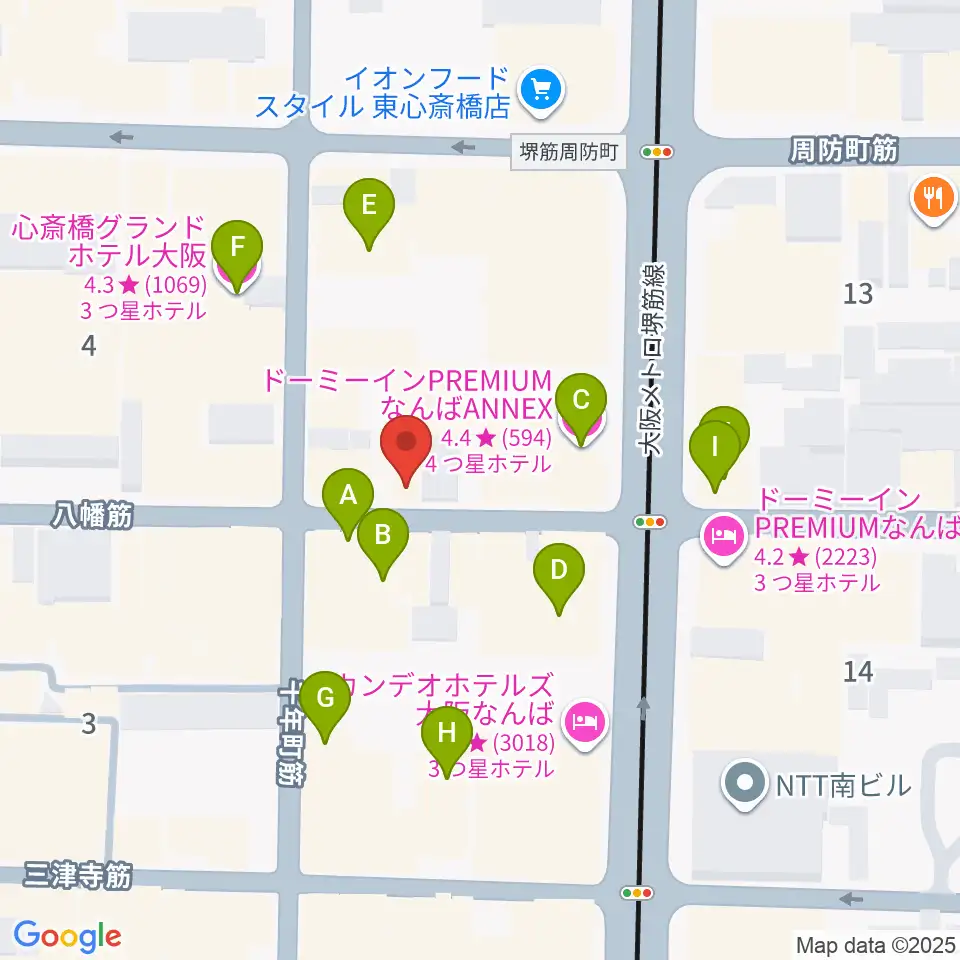 心斎橋soma周辺のホテル一覧地図