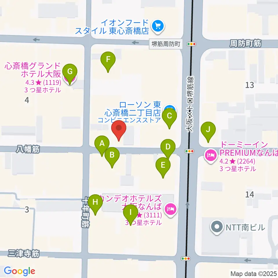 心斎橋soma周辺のホテル一覧地図