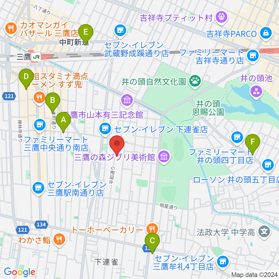 みたか井心亭周辺のホテル一覧地図