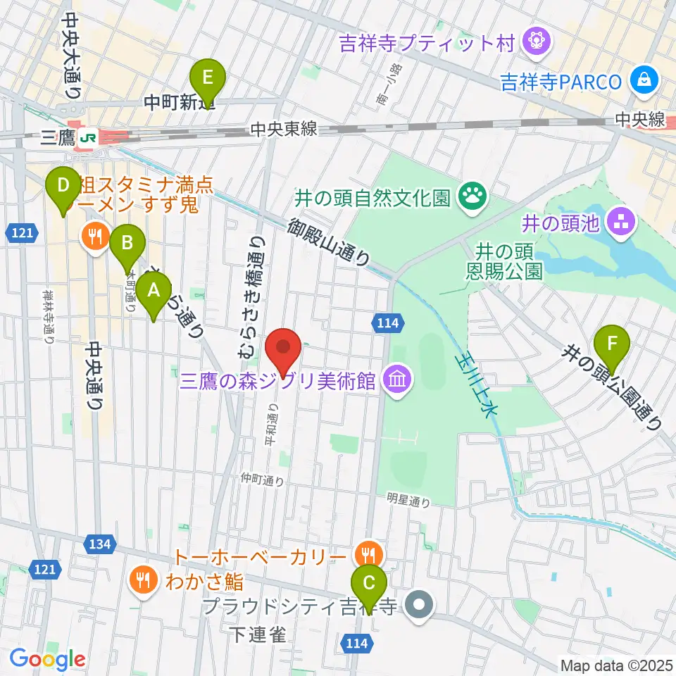 みたか井心亭周辺のホテル一覧地図