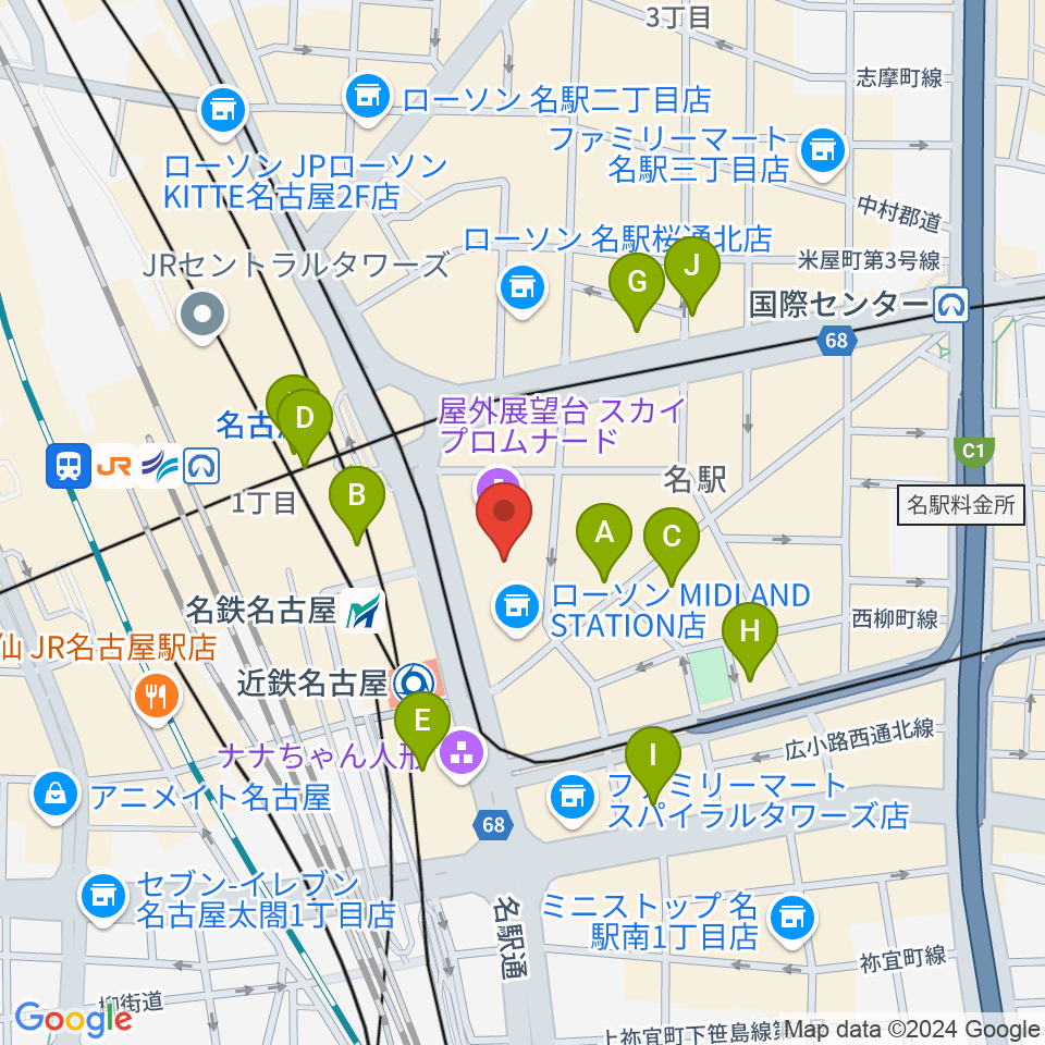 ミッドランドホール周辺のホテル一覧地図