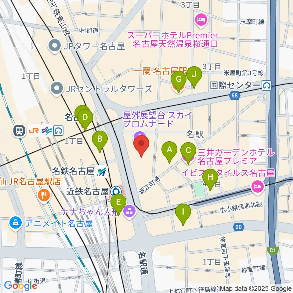 ミッドランドホール周辺のホテル一覧地図