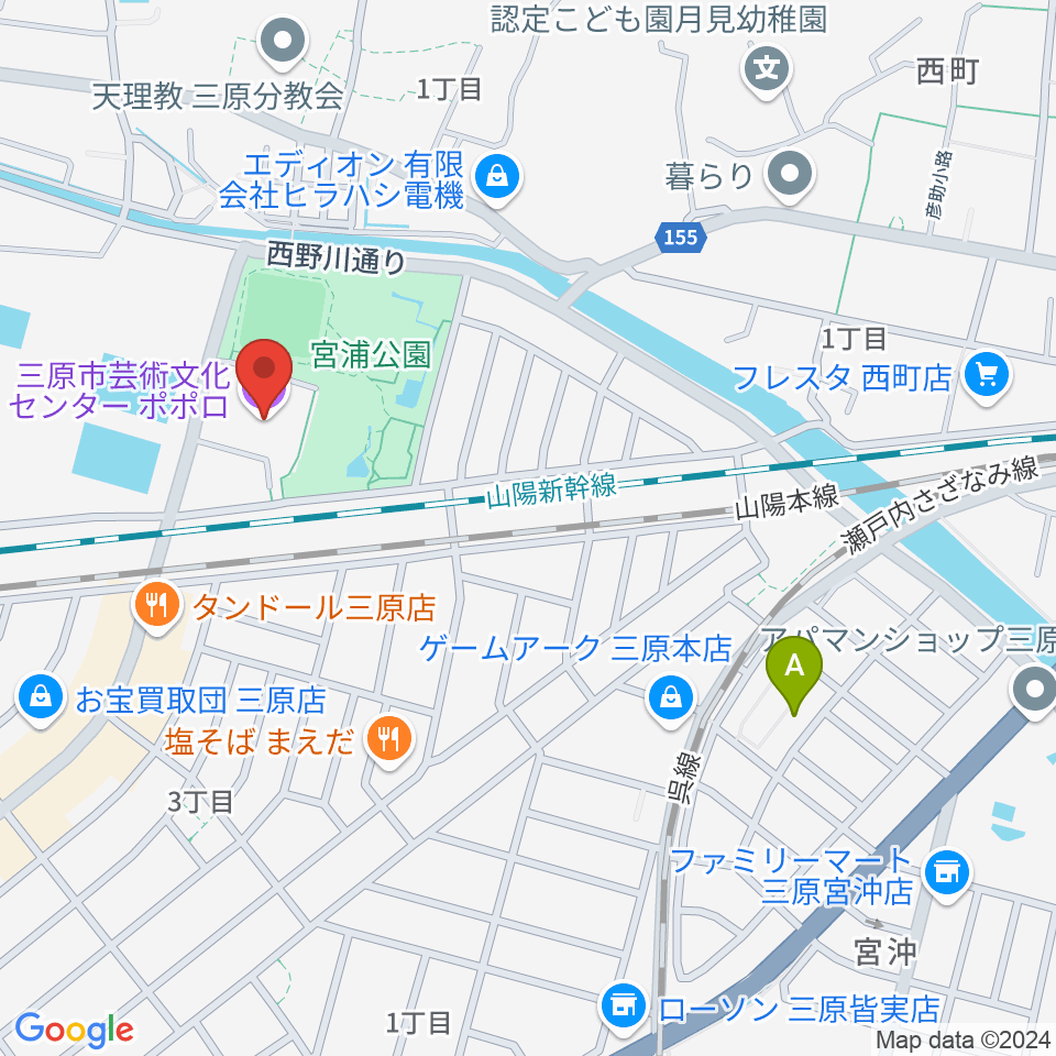 三原市芸術文化センター ポポロ周辺のホテル一覧地図