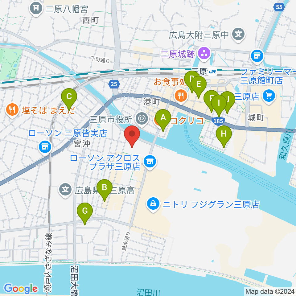 三原リージョンプラザ周辺のホテル一覧地図