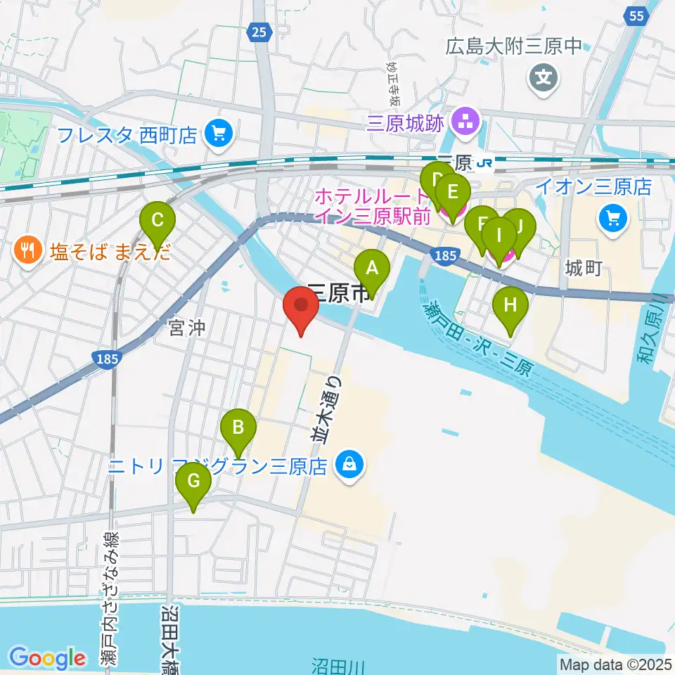 三原リージョンプラザ周辺のホテル一覧地図