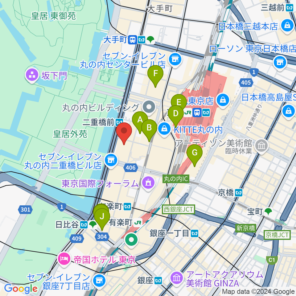 丸の内MY PLAZAホール周辺のホテル一覧地図