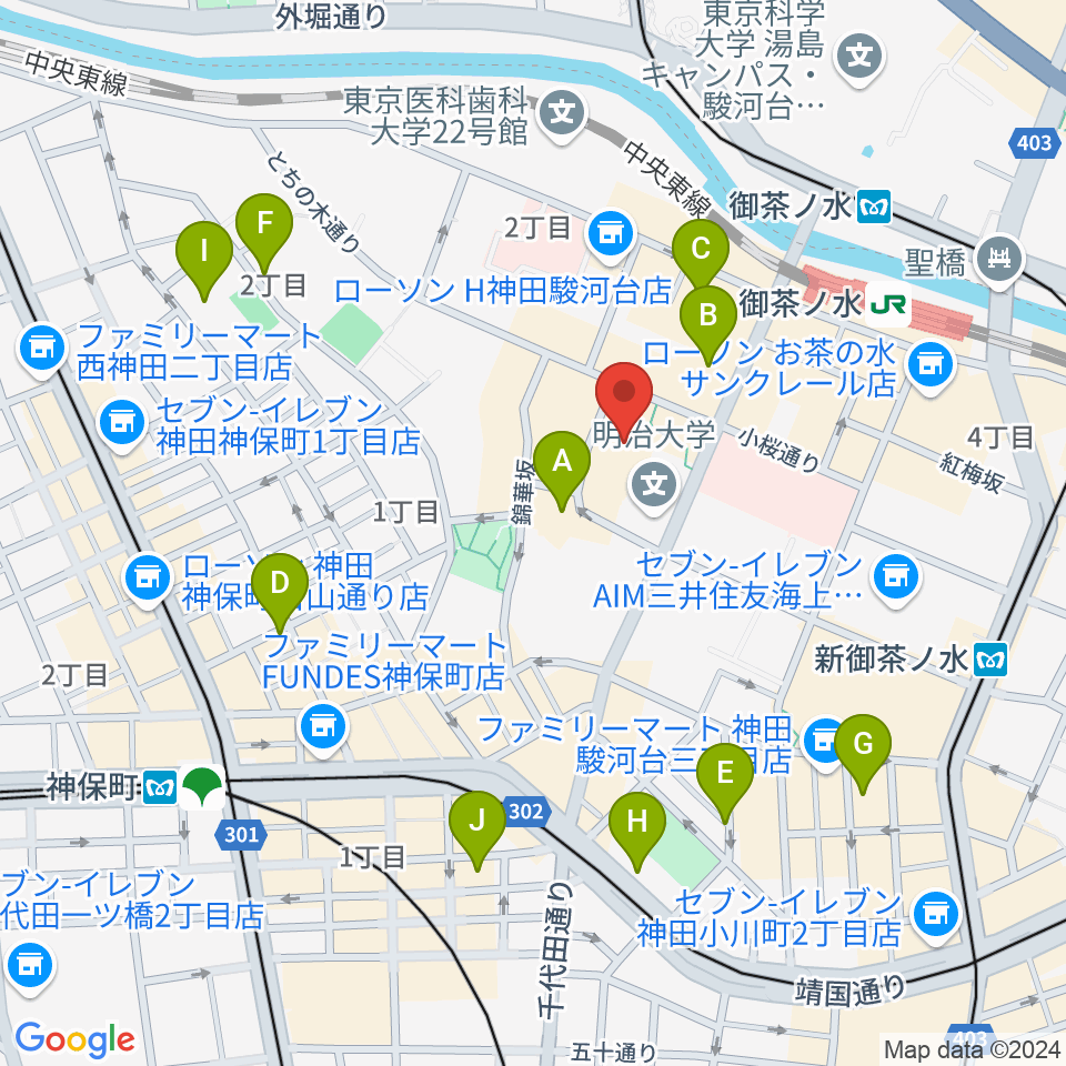 明治大学アカデミーホール周辺のホテル一覧地図