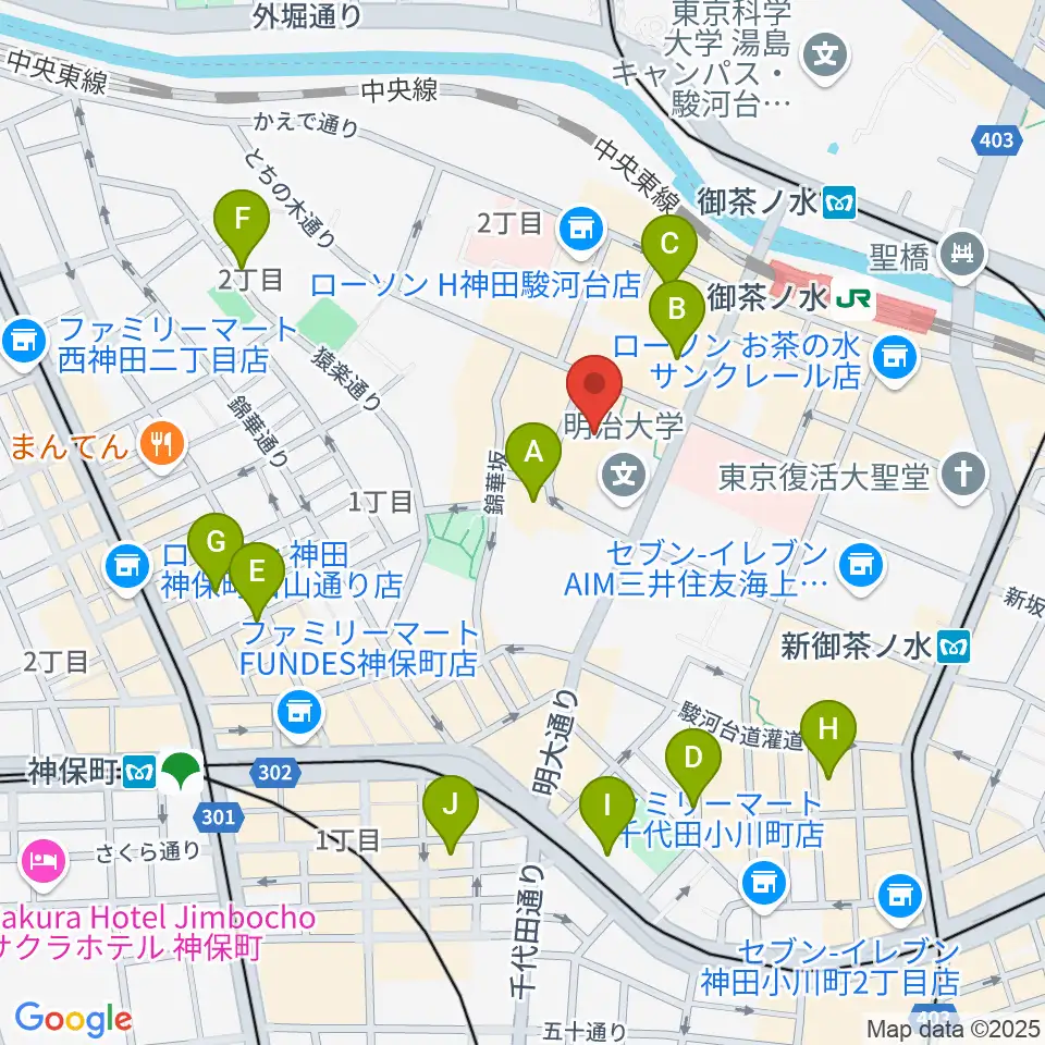 明治大学アカデミーホール周辺のホテル一覧地図