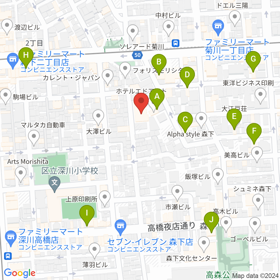 セゾン文化財団 森下スタジオ周辺のホテル一覧地図