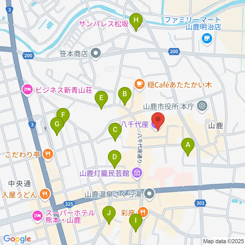 八千代座周辺のホテル一覧地図