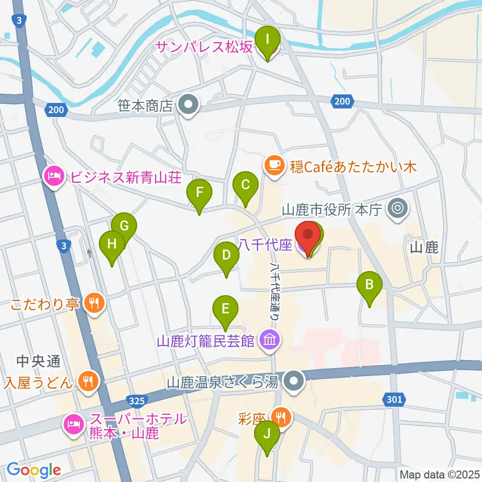 八千代座周辺のホテル一覧地図