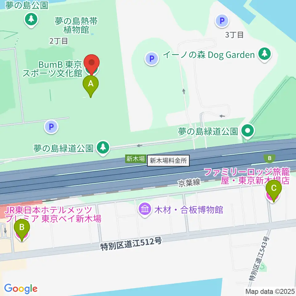 東京スポーツ文化館 ミュージックスタジオ周辺のホテル一覧地図