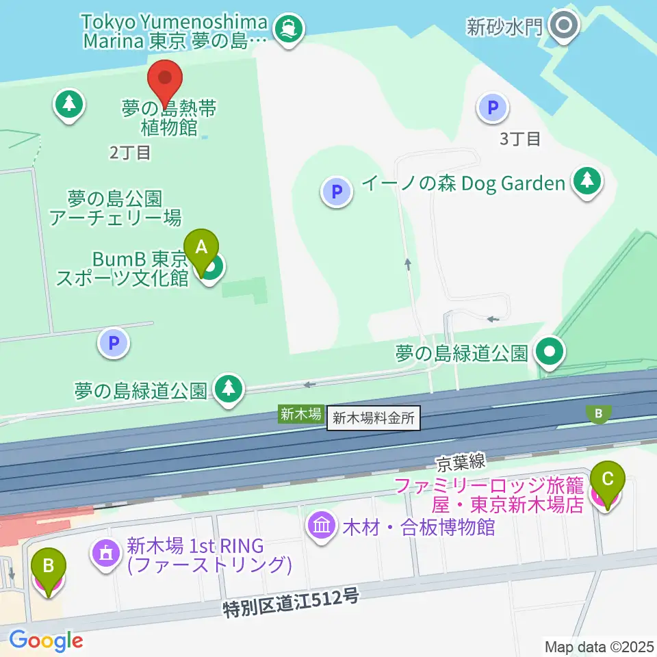 夢の島熱帯植物館周辺のホテル一覧地図