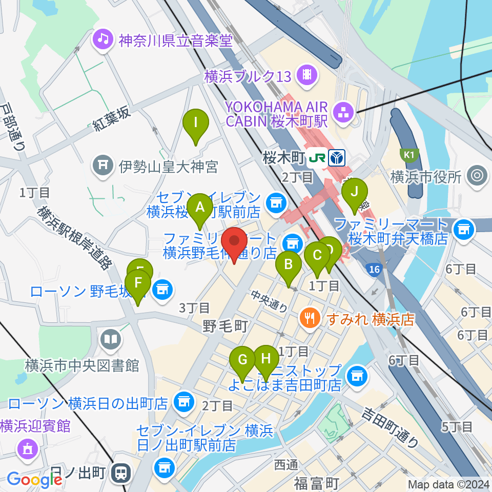 横浜にぎわい座周辺のホテル一覧地図