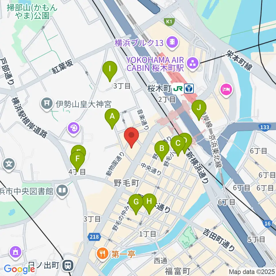 横浜にぎわい座周辺のホテル一覧地図