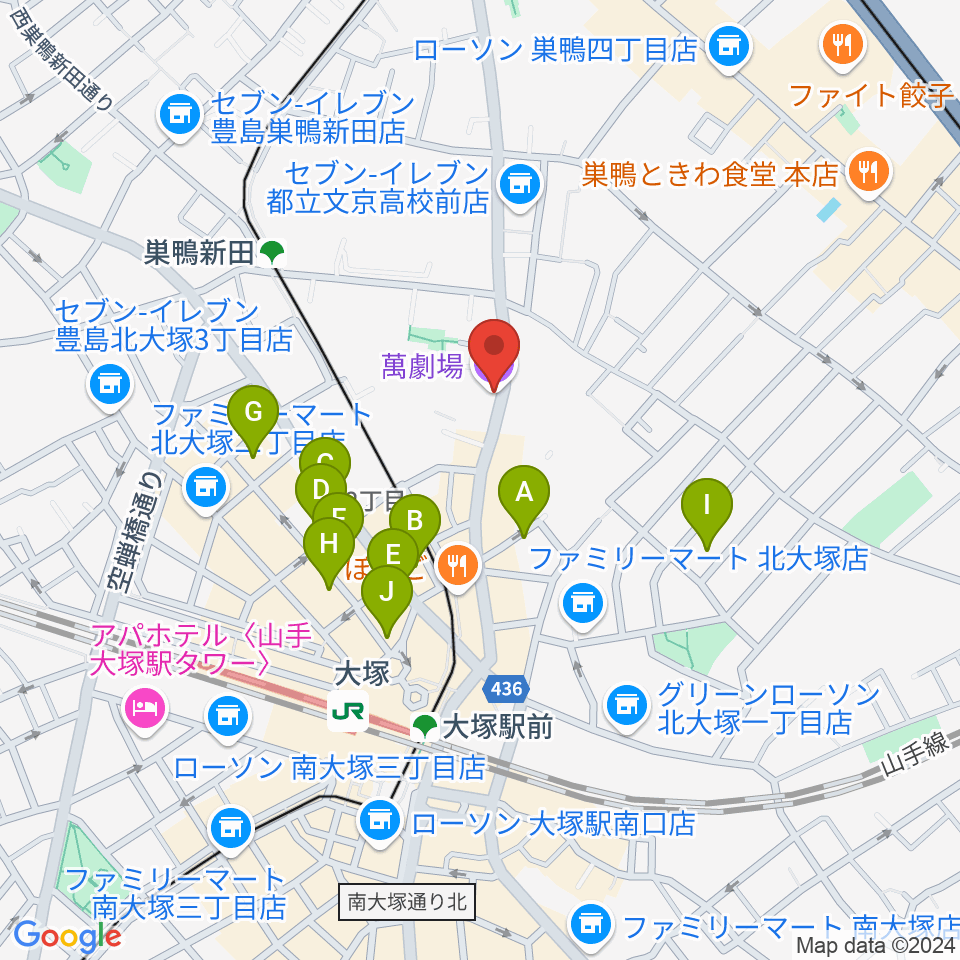 萬劇場周辺のホテル一覧地図