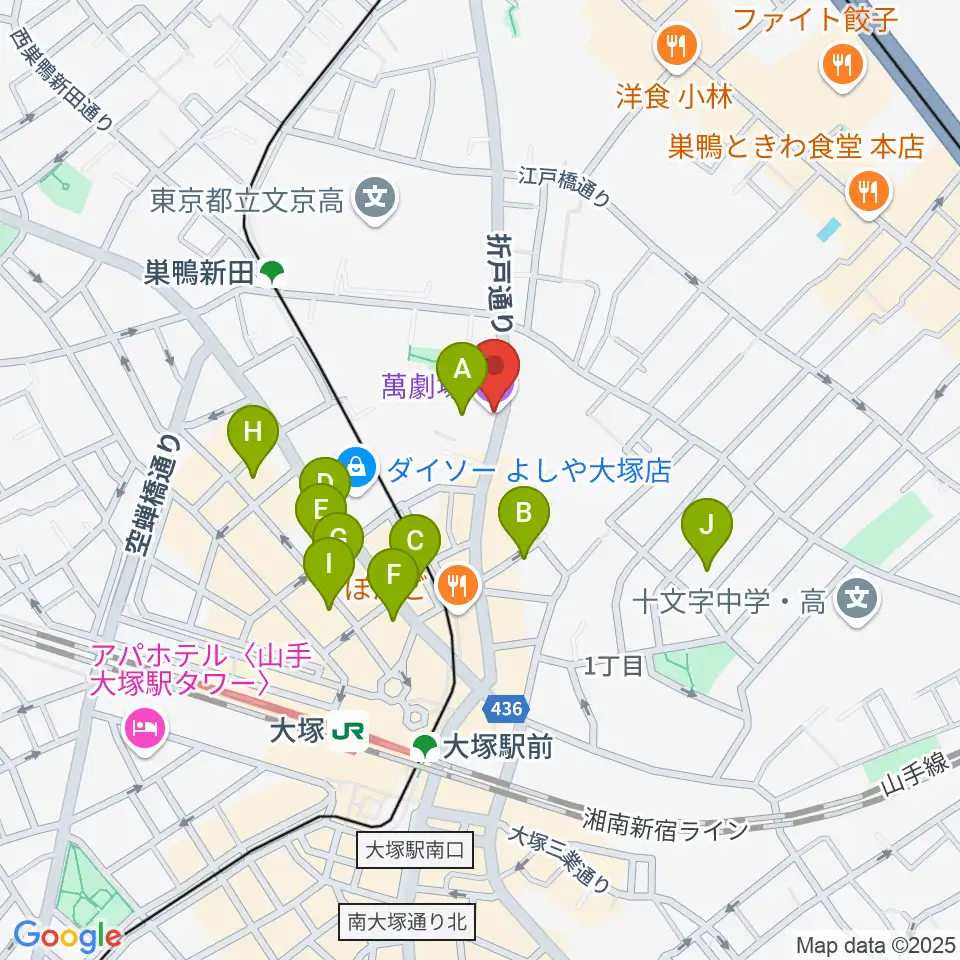 萬劇場周辺のホテル一覧地図