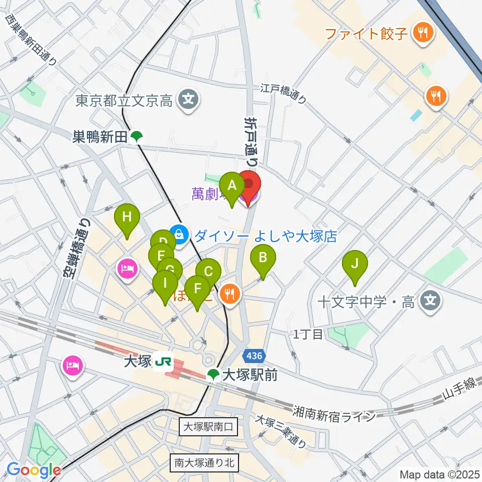 萬劇場周辺のホテル一覧地図