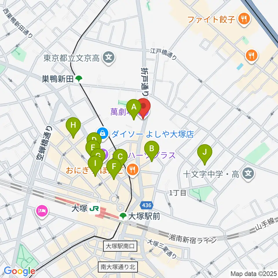 萬劇場周辺のホテル一覧地図