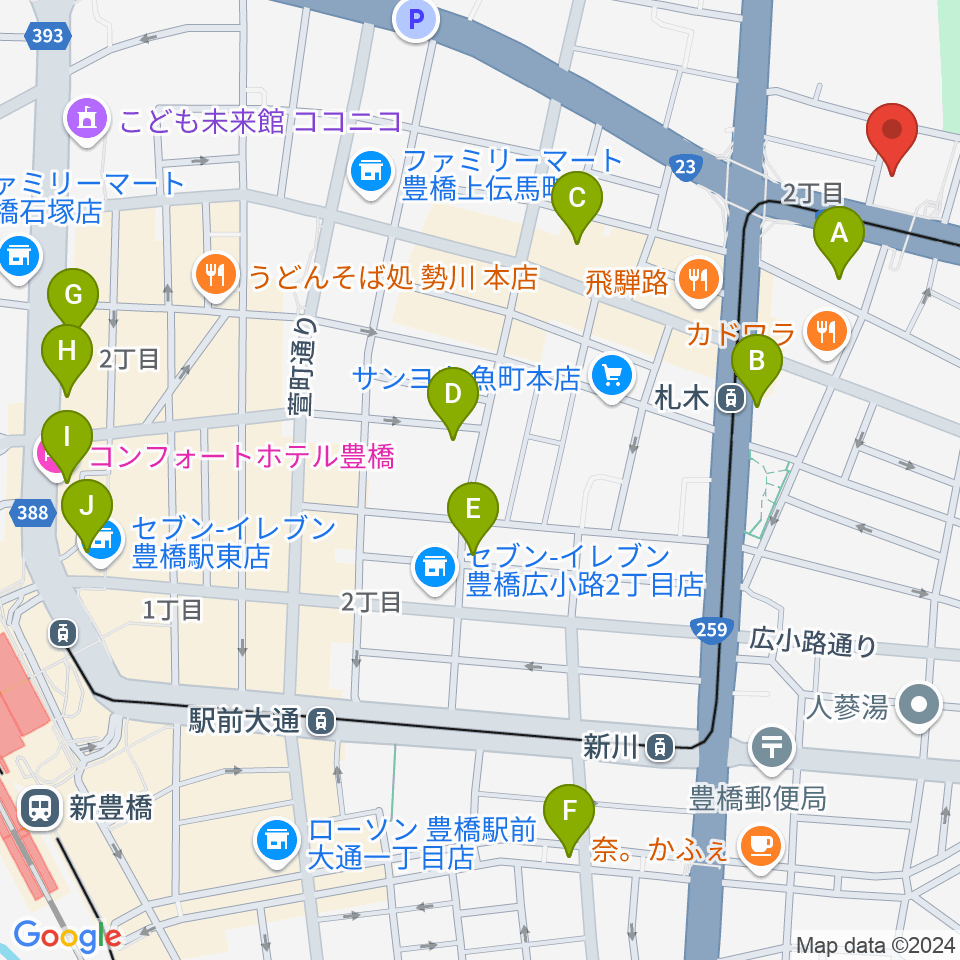 豊橋市公会堂周辺のホテル一覧地図