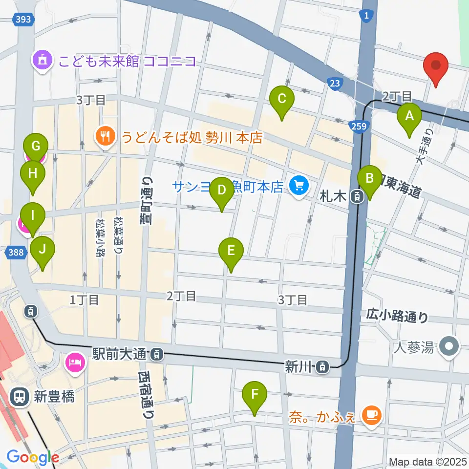 豊橋市公会堂周辺のホテル一覧地図
