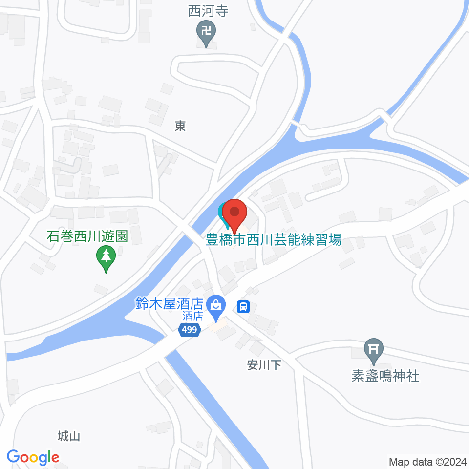 西川芸能練習場周辺のホテル一覧地図
