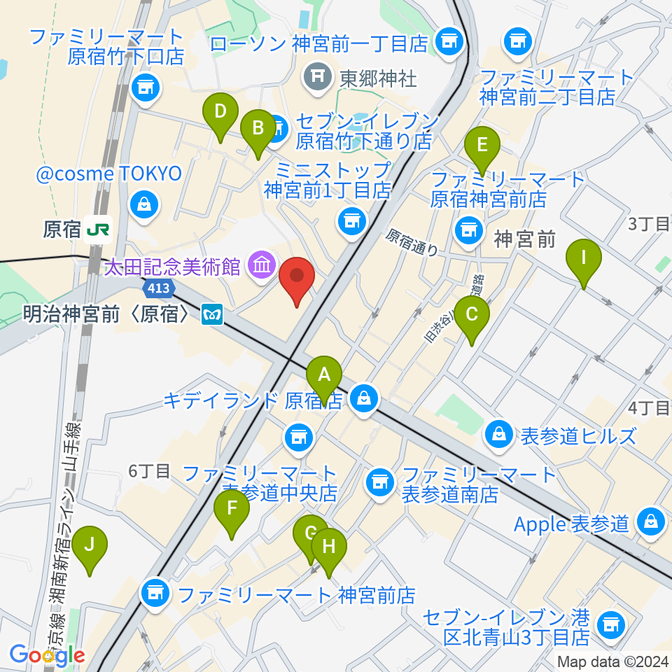 ラフォーレミュージアム原宿周辺のホテル一覧地図