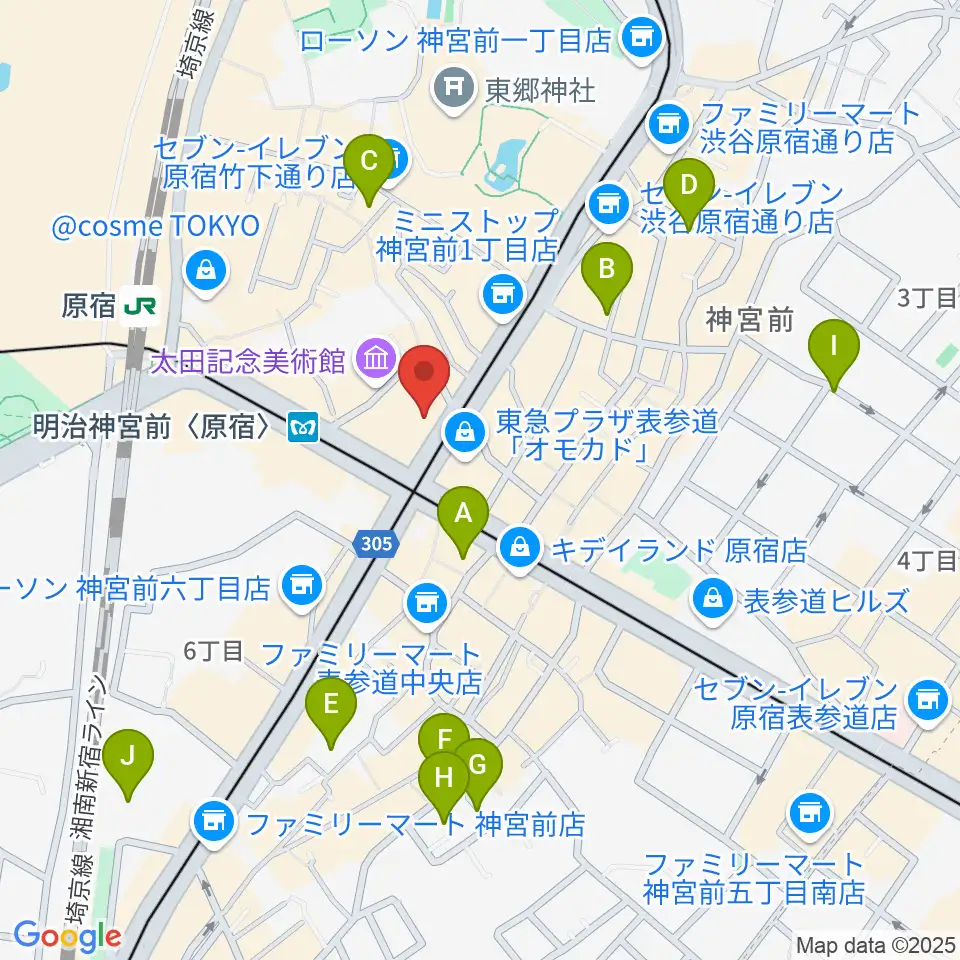 ラフォーレミュージアム原宿周辺のホテル一覧地図