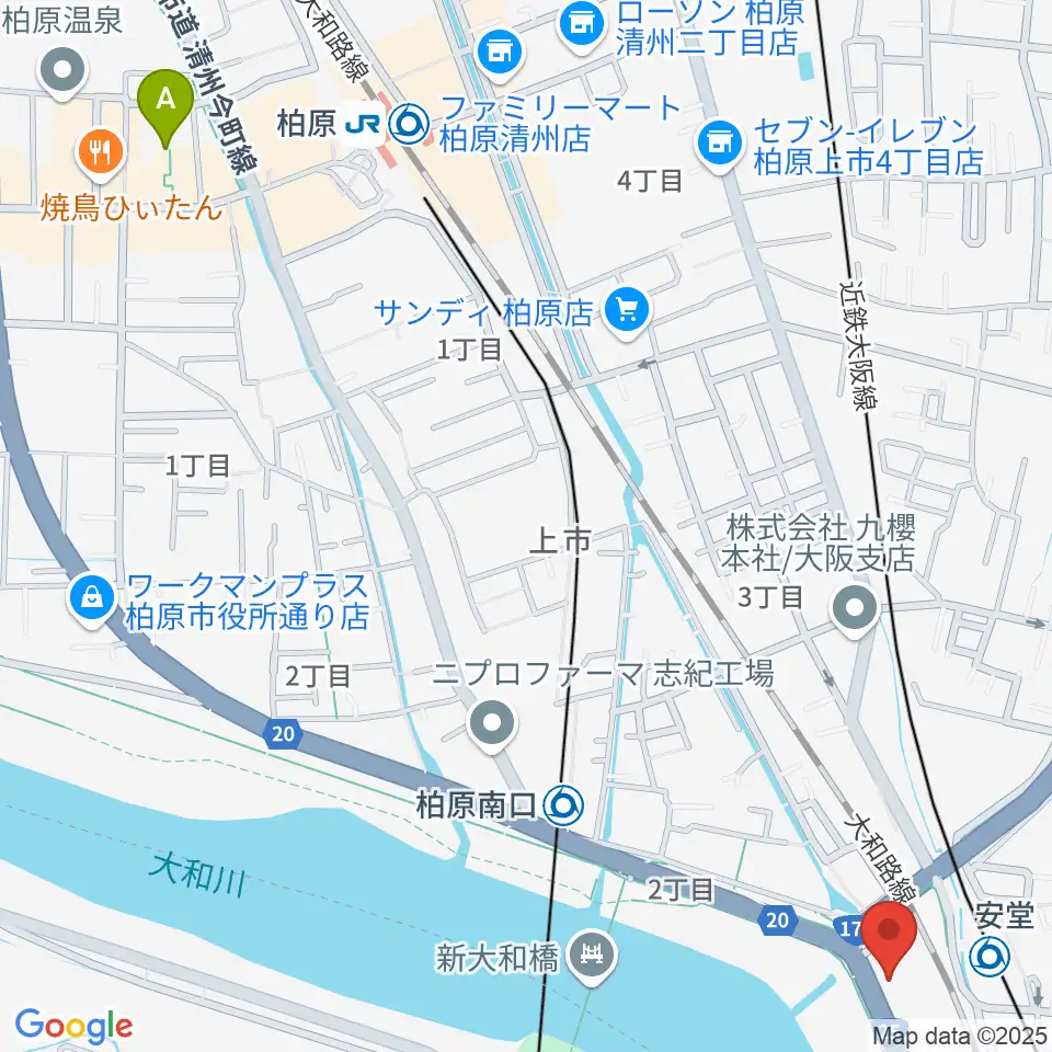 リビエールホール 柏原市民文化会館周辺のホテル一覧地図