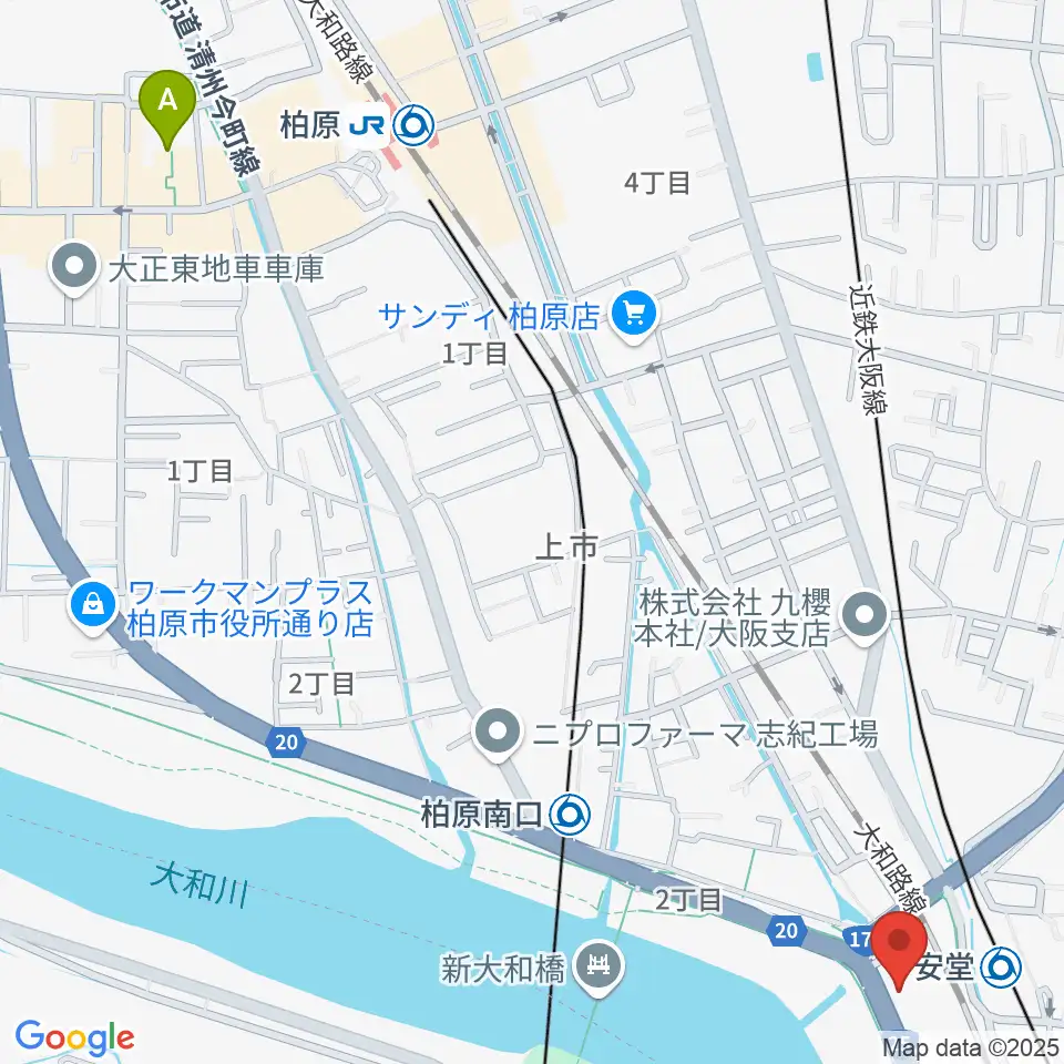 リビエールホール 柏原市民文化会館周辺のホテル一覧地図