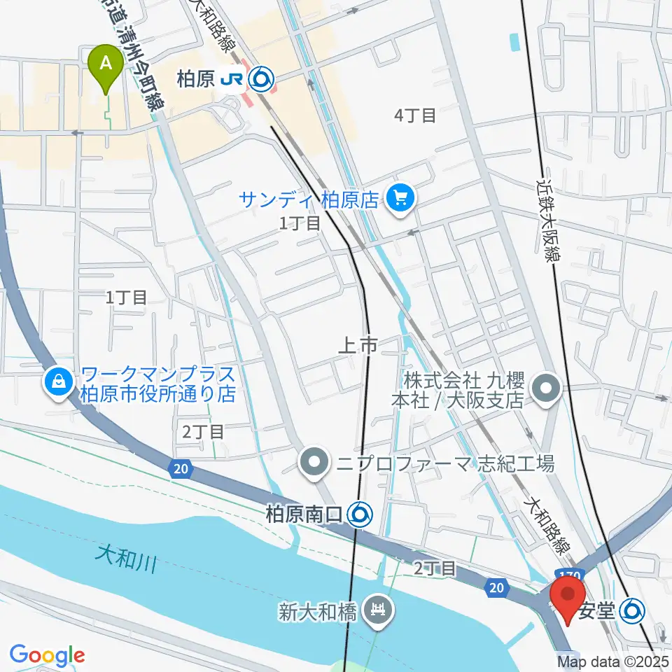 リビエールホール 柏原市民文化会館周辺のホテル一覧地図