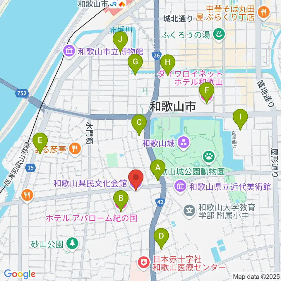 和歌山県民文化会館周辺のホテル一覧地図