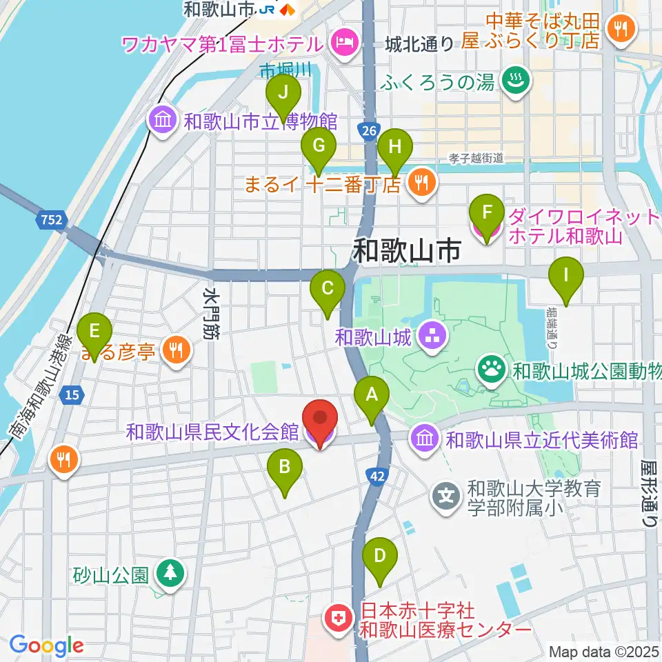 和歌山県民文化会館周辺のホテル一覧地図