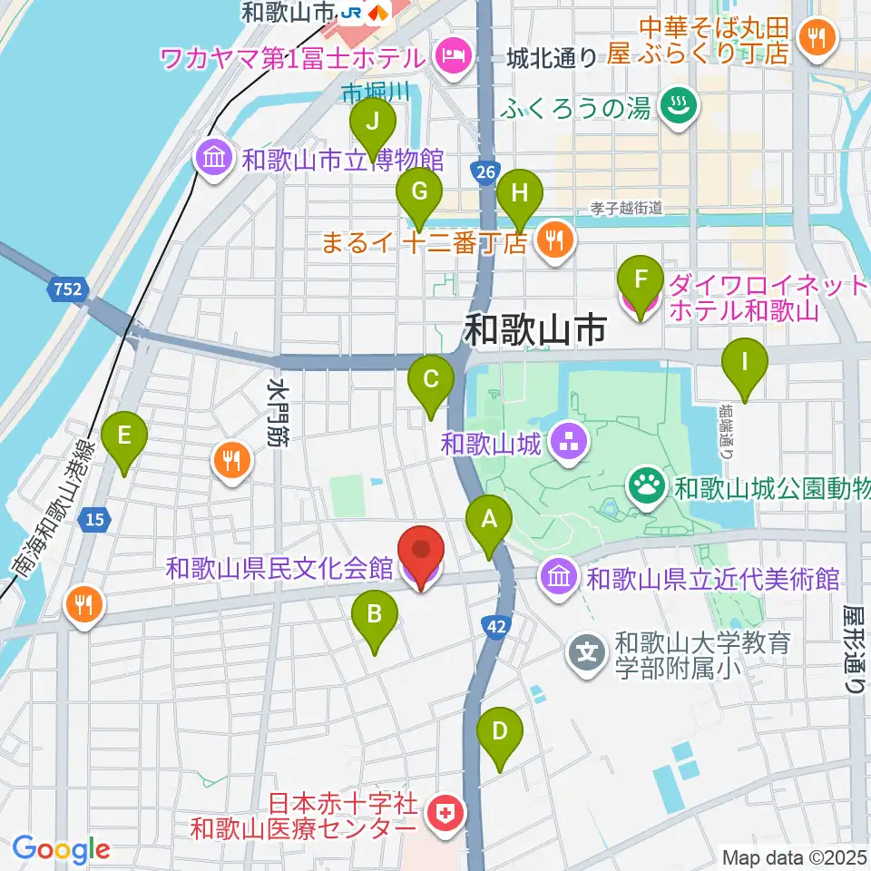 和歌山県民文化会館周辺のホテル一覧地図