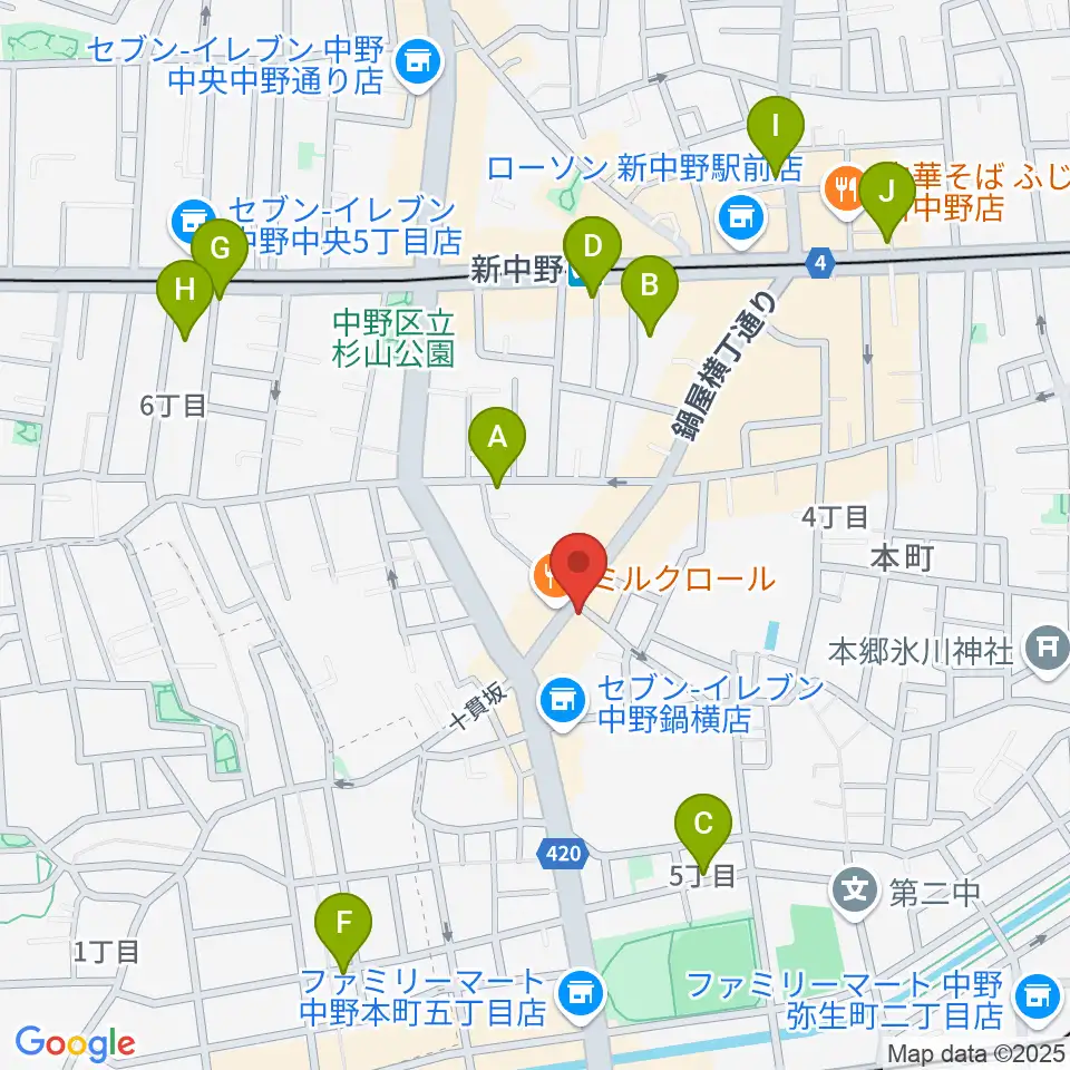 新中野ワニズホール周辺のホテル一覧地図