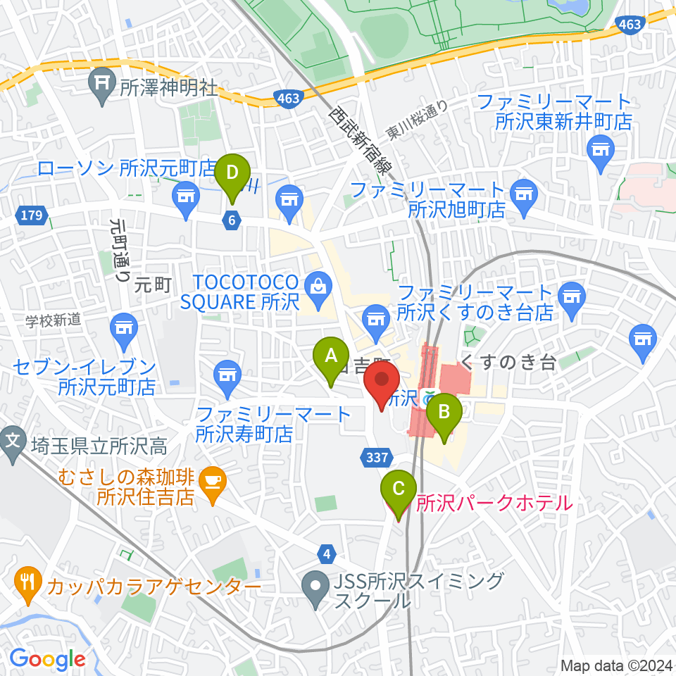 所沢YTJホール周辺のホテル一覧地図