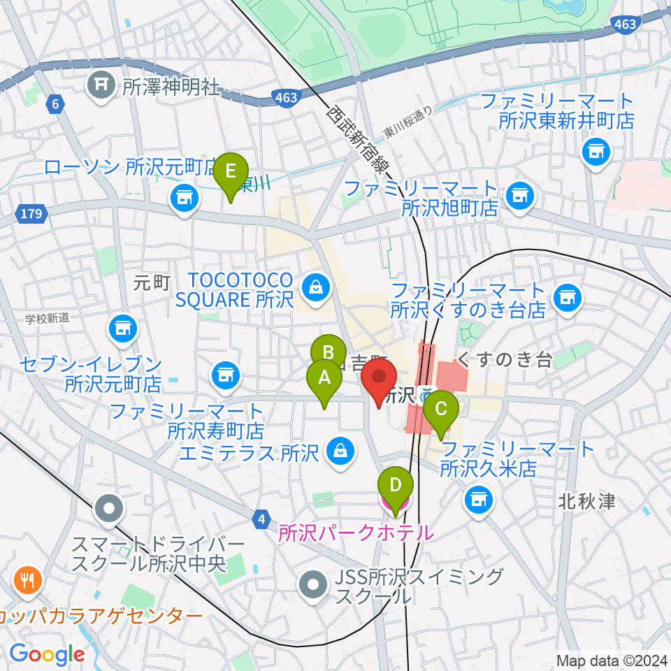 所沢YTJホール周辺のホテル一覧地図