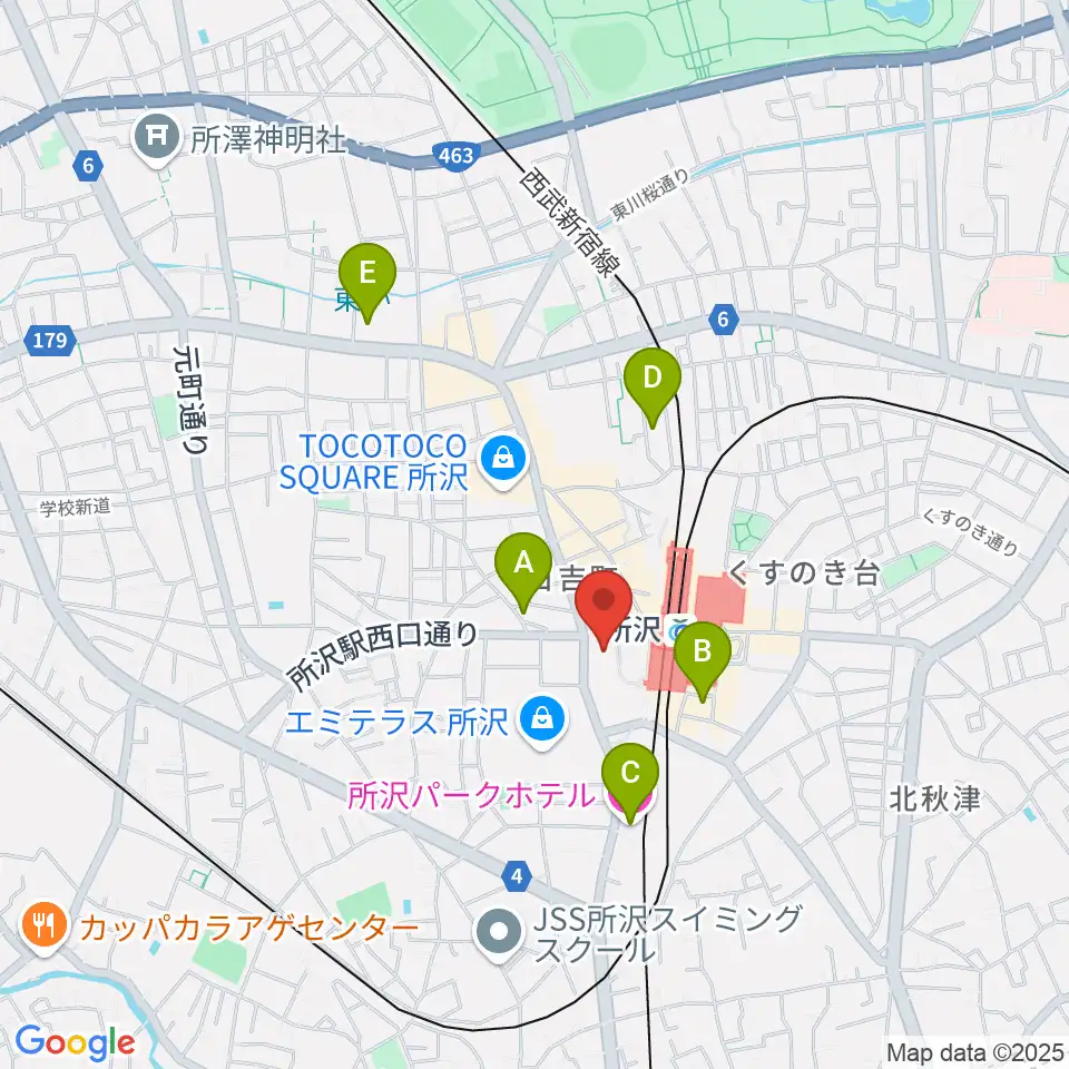 所沢YTJホール周辺のホテル一覧地図