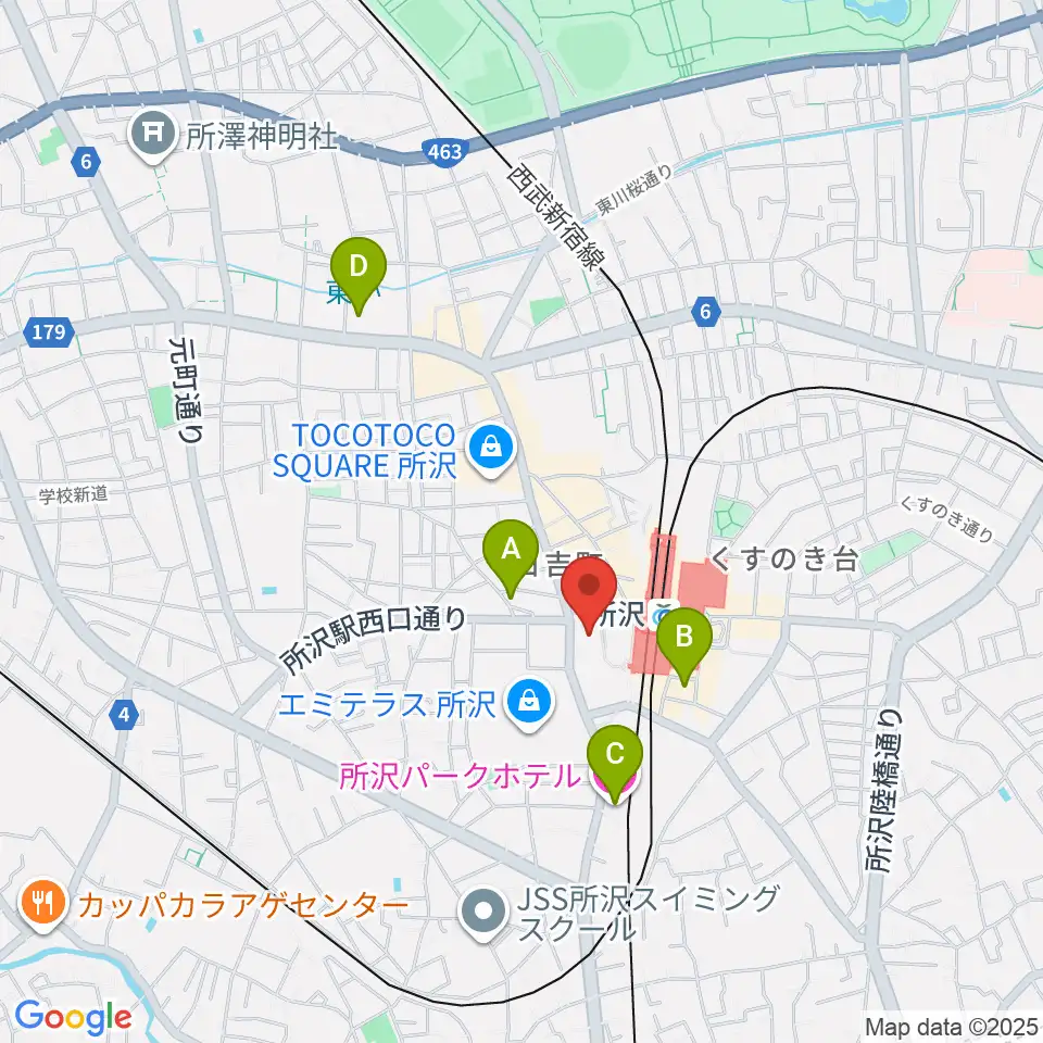 所沢YTJホール周辺のホテル一覧地図