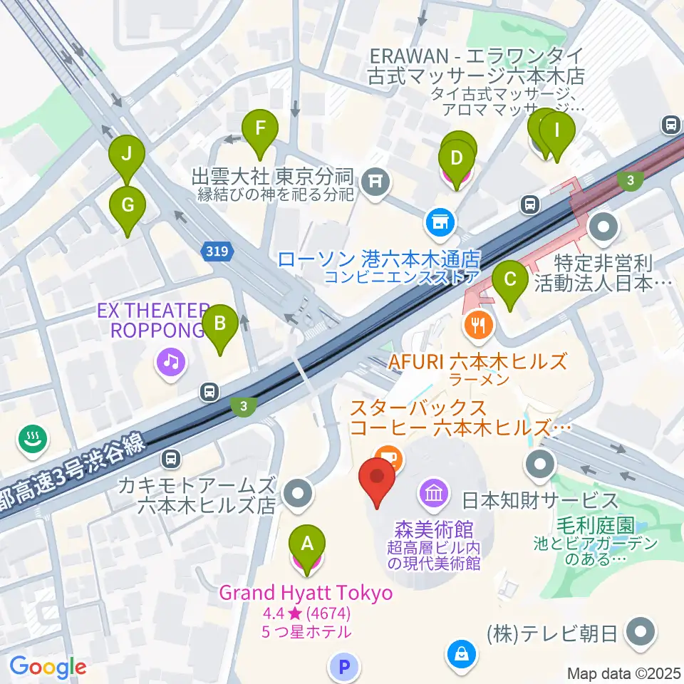 六本木アカデミーヒルズ周辺のホテル一覧地図