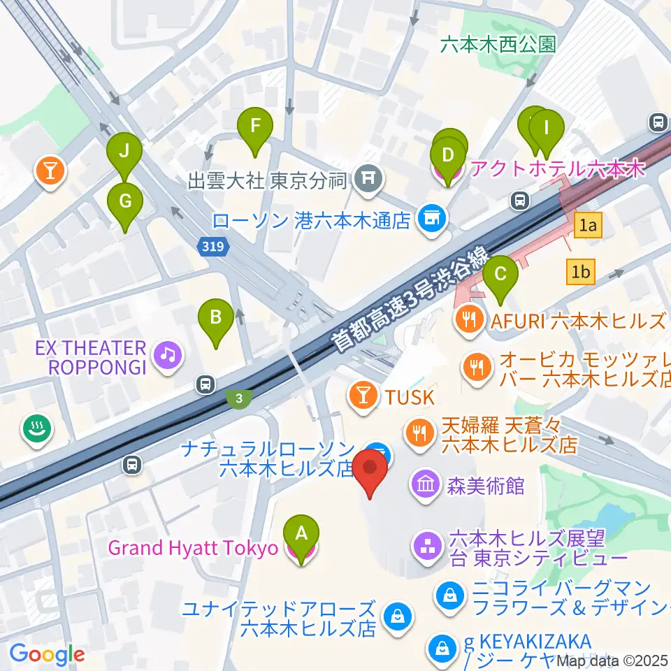 六本木アカデミーヒルズ周辺のホテル一覧地図