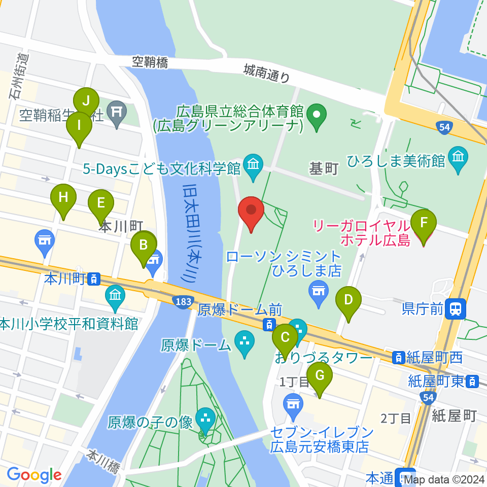 広島市青少年センター周辺のホテル一覧地図