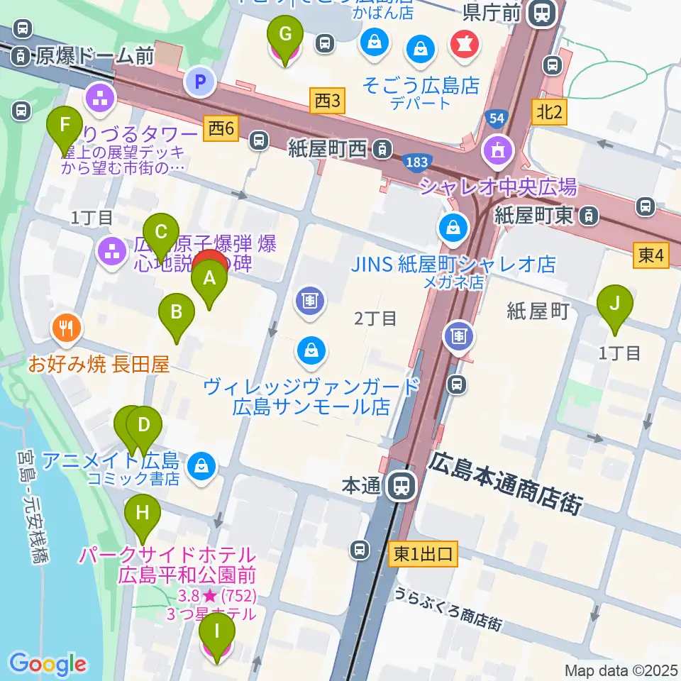 広島県民文化センター周辺のホテル一覧地図