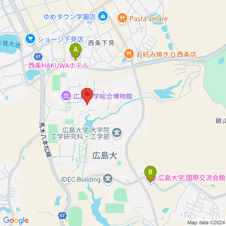 広島大学サタケメモリアルホール周辺のホテル一覧地図