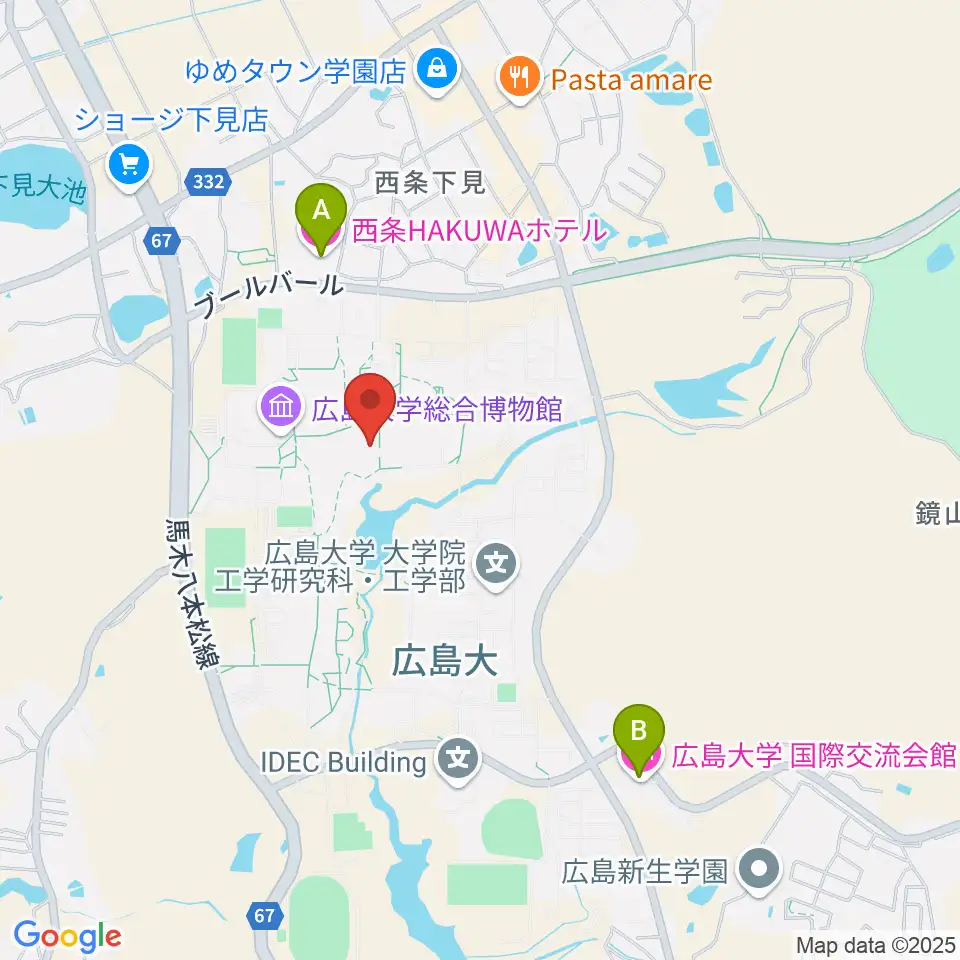 広島大学サタケメモリアルホール周辺のホテル一覧地図