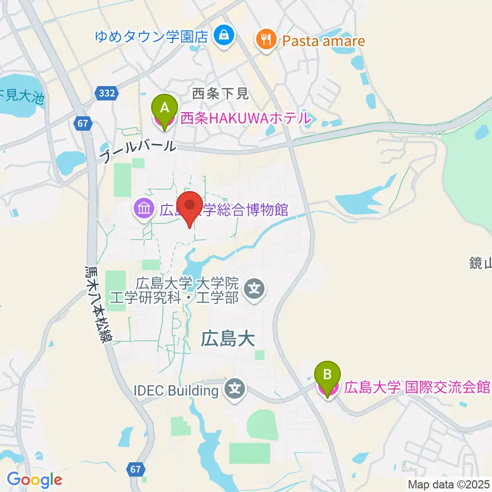広島大学サタケメモリアルホール周辺のホテル一覧地図