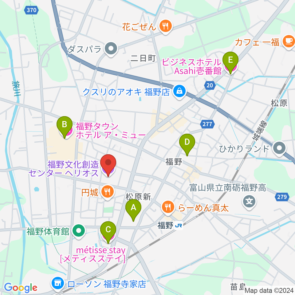 福野文化創造センター ヘリオス周辺のホテル一覧地図