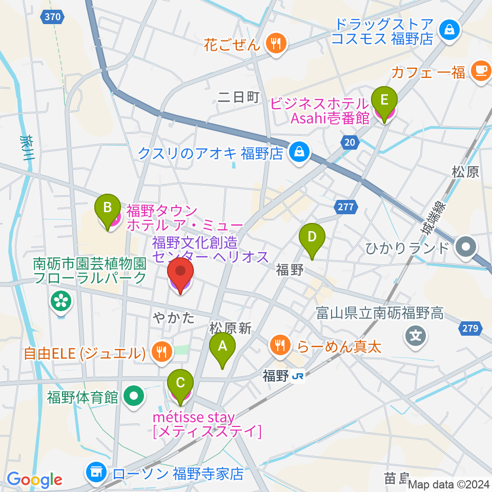 福野文化創造センター ヘリオス周辺のホテル一覧地図