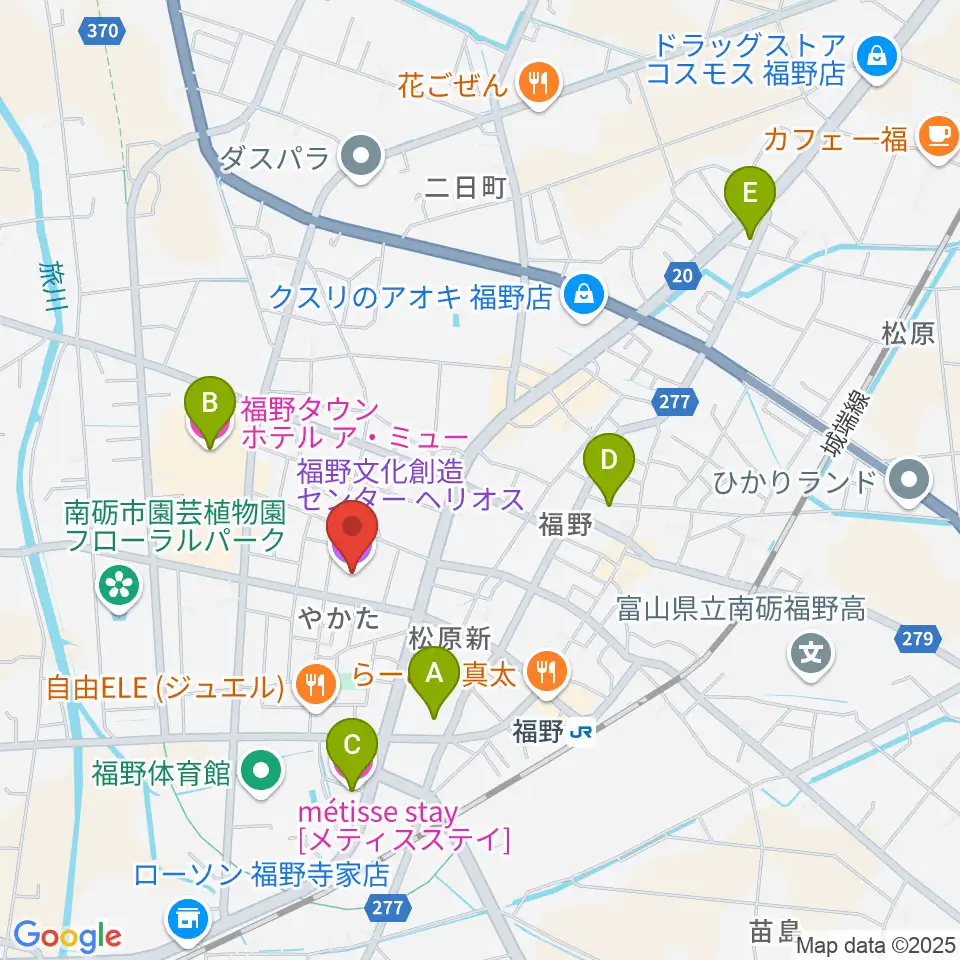 福野文化創造センター ヘリオス周辺のホテル一覧地図